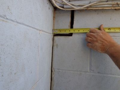 One inch foundation crack from a settling foundation - Quality Foundation Repair Omaha, Nebraska